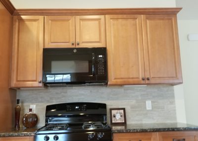 stained upper cabinets
