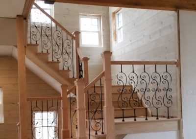 box newels with metal balusters