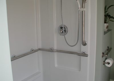 Age in place bathroom with grab bars